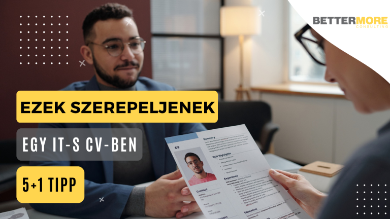 Hiring manager kezében egy fényképes IT-s CV az állásinterjún